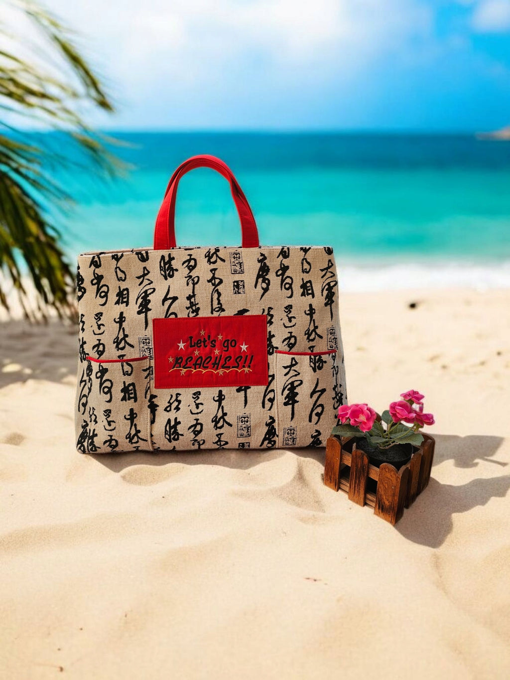 Extra-large embroidered Beach bag