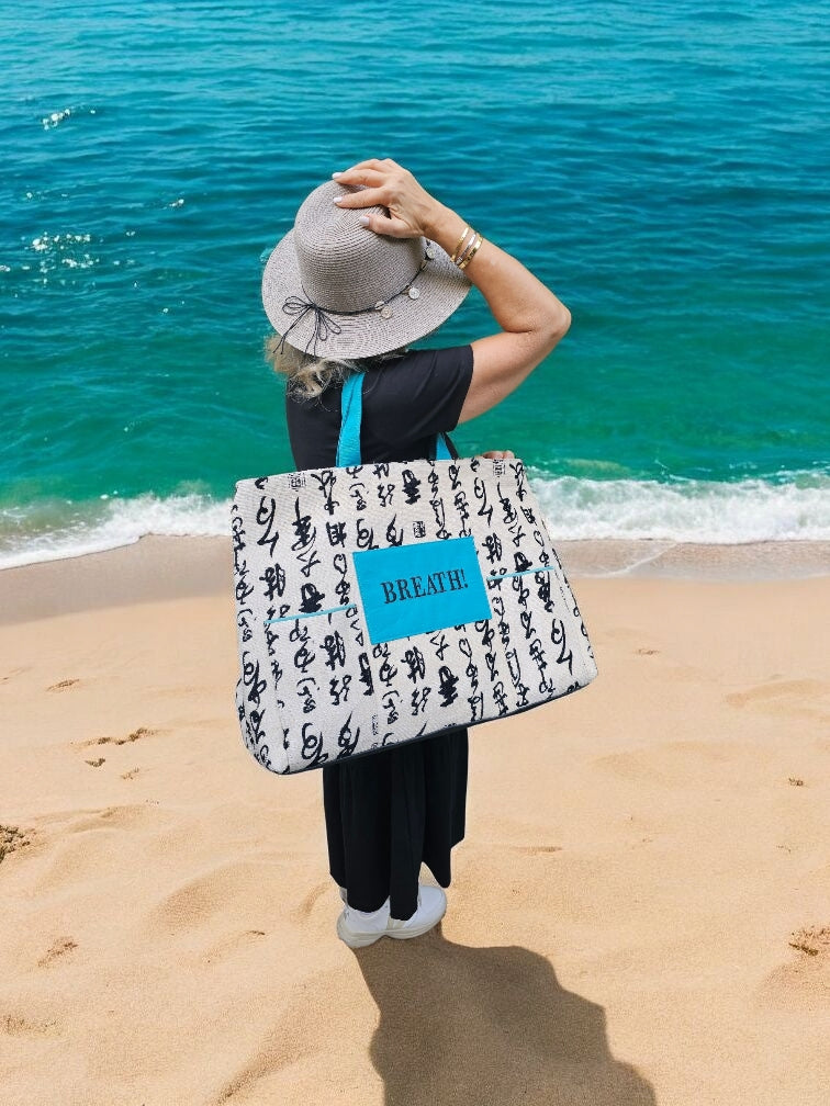 Extra-large embroidered Beach bag
